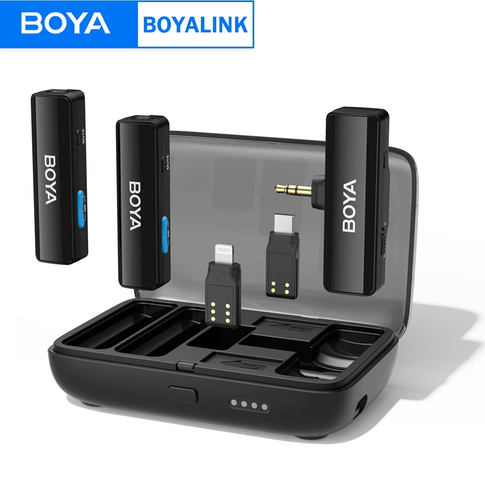 Microfonos dobles Boya BoyaLink USB-C + Lightining + 3.5mm TRS NC | GHK